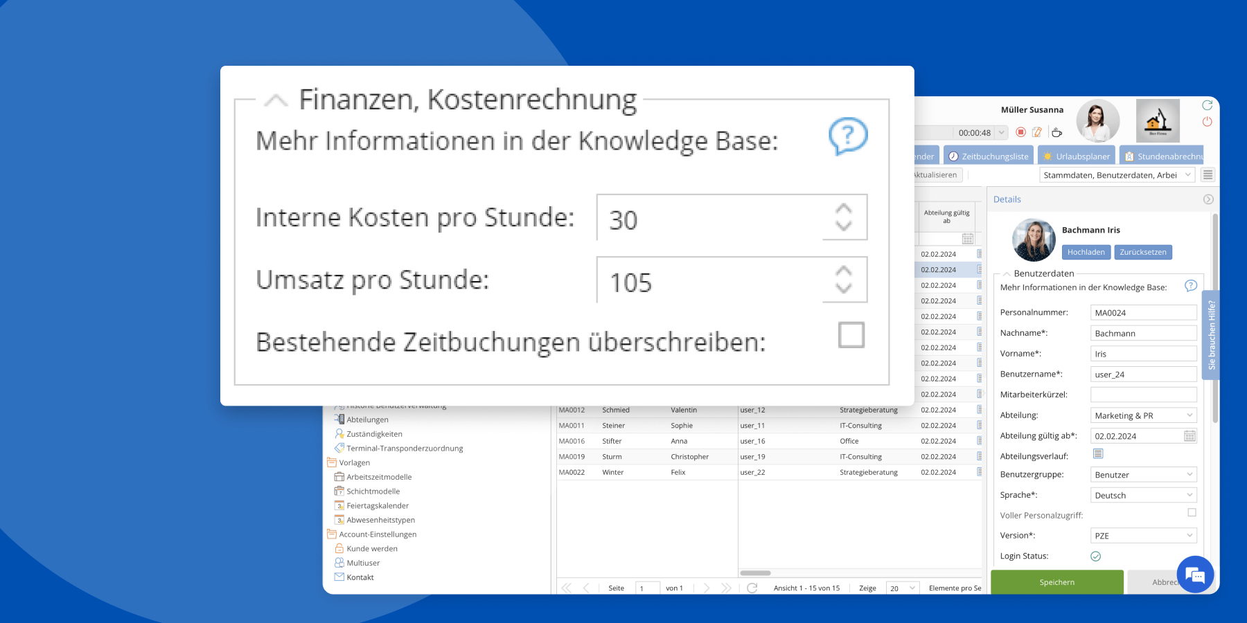 Kosten und Umsätze für Aufgaben in der TimeTac Projektzeiterfassung