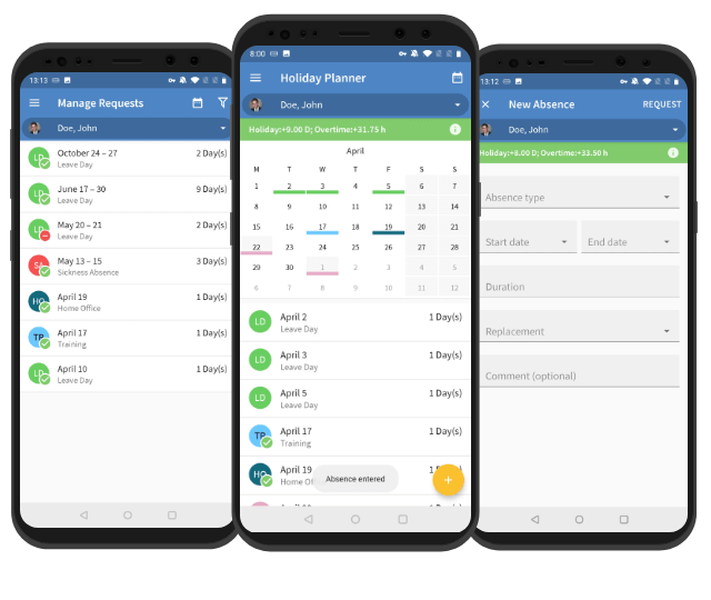 Leave management and staff holiday planner via the TimeTac app Leave management and staff holiday planner via the TimeTac app