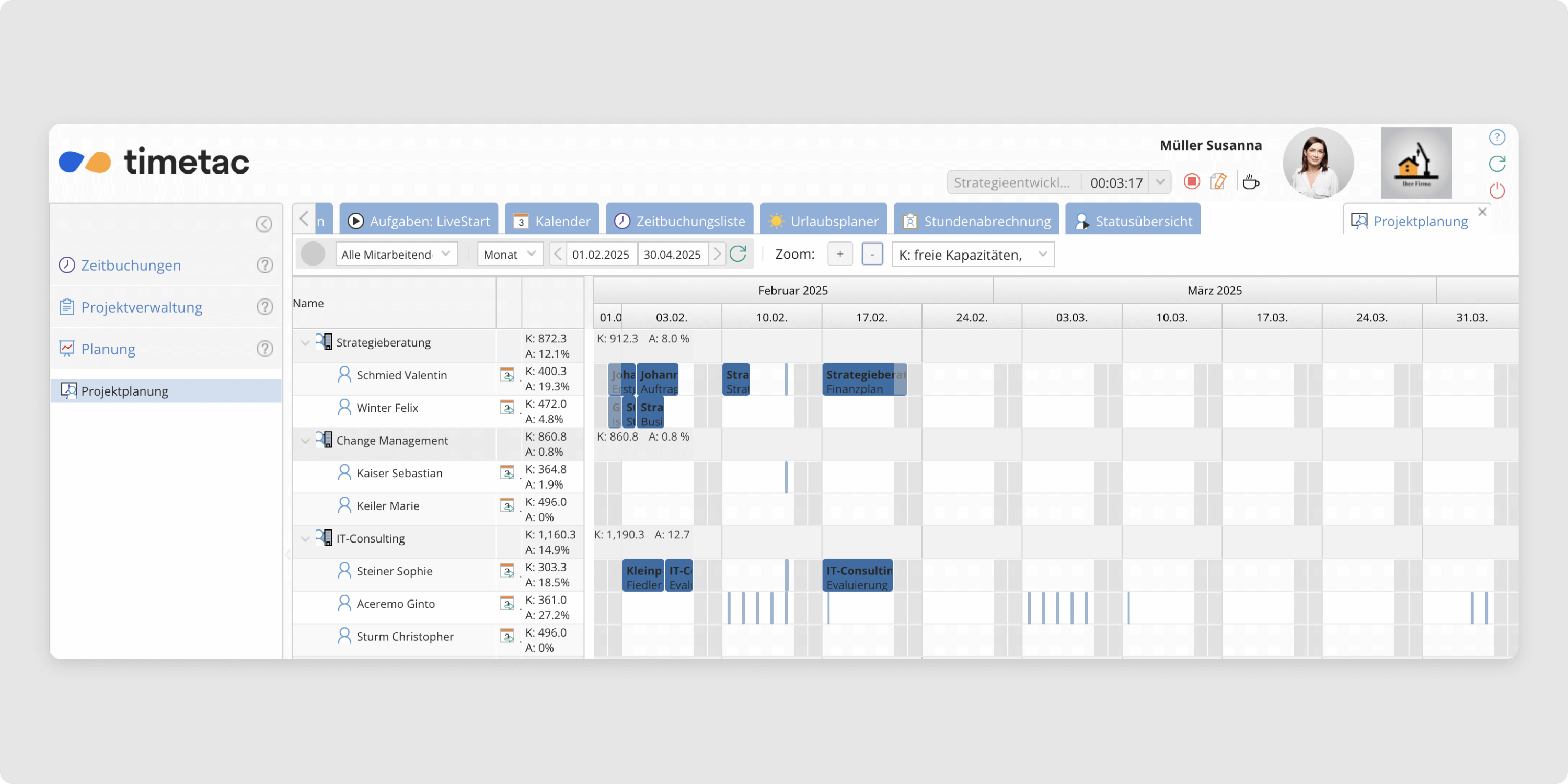 TimeTac Projektzeiterfassung Projektplanung