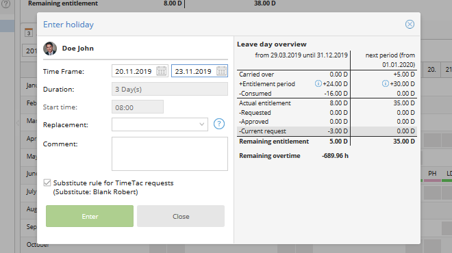 TimeTac Leave Management: enter a substitute TimeTac Leave Management: enter a substitute