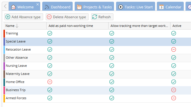 TimeTac Leave Management: define absence types TimeTac Leave Management: define absence types