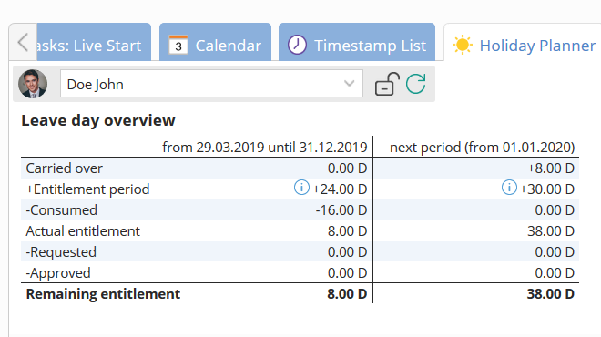 TimeTac Leave Management: staff holiday overview TimeTac Leave Management: staff holiday overview