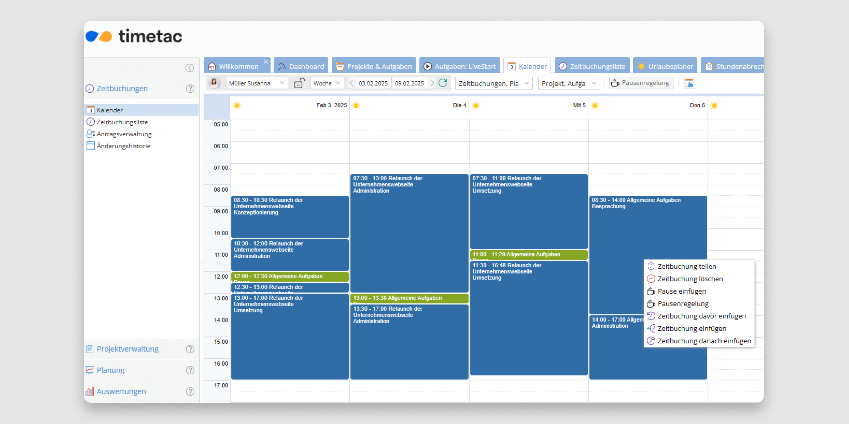 TimeTac Arbeitszeiterfassung Antrag auf eine neue Zeitbuchung stellen